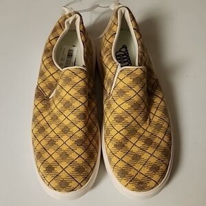 Plaid Yellow Slip-On Sneakers